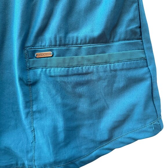 Form By Cherokee Womens V-Neck Scrub Top Size L Teal 360° Stretch With Pockets - Picture 3 of 6